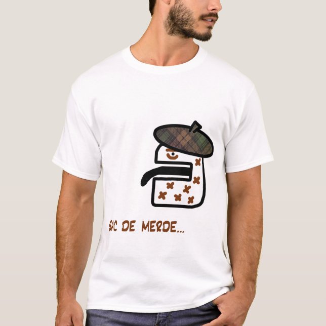 fransk säck de merde tee shirt (Framsida)