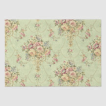 Fransk Sage Grönt Victorian Stil Blommigt Decoupag