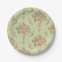 Fransk Sage Grönt Victorian Stil Blommigt Rococo