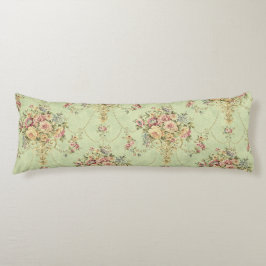 Fransk Sage Grönt Victorian Stil Blommigt Rococo Kroppskudde