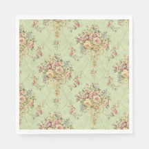 Fransk Sage Grönt Victorian Stil Blommigt Rococo