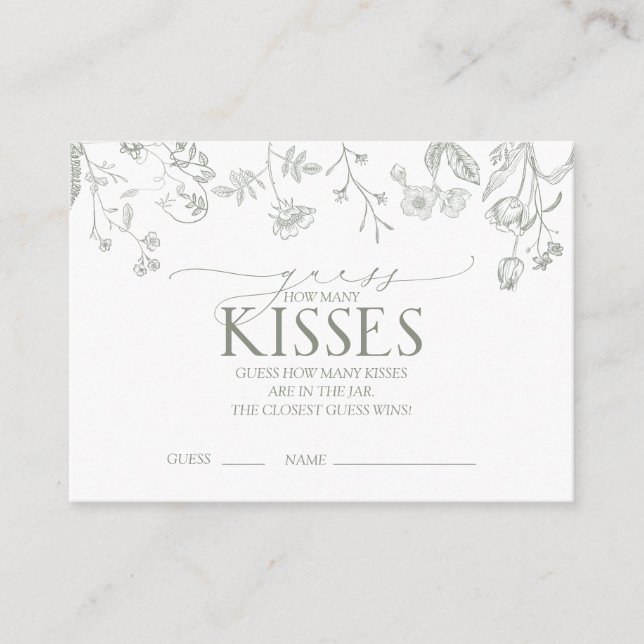 Fransk Sage Grönt Viktorian Blommigt Shower Game Tilläggskort (Framsida)