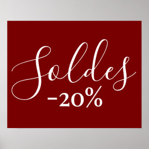 Fransk Sale Sign in Burgundy, 20 % rabatt på detal Poster