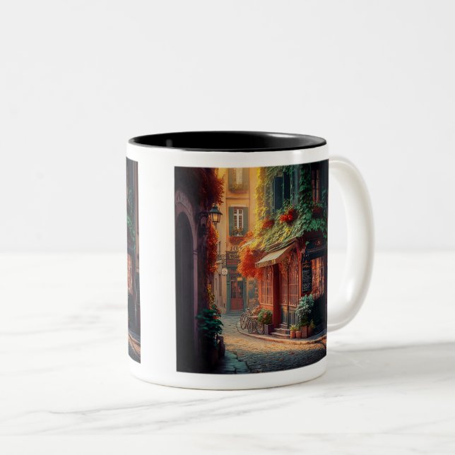 Fransk Scene 2-Tone Mugg, 11 oz Två-Tonad Mugg (Framsida höger)