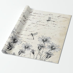 Fransk Script-jokertecken Dragonfly Decoupage Craf Presentpapper