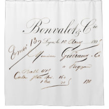 Fransk Script Shower Curtain i Mörk Brown