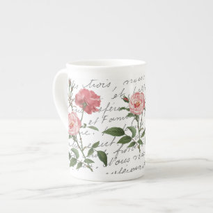 Fransk Script Vintage Ro vykort Mugg Benporslin Mugg