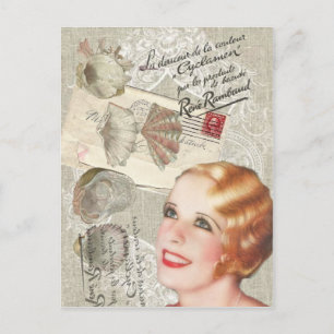 fransk seashells paris mode onista girly glamor vykort