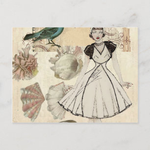 fransk seashells trendig paris modeonista vykort