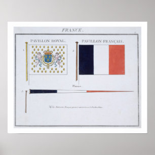 Fransk sjunker, från en fransk bok av flaggor, poster