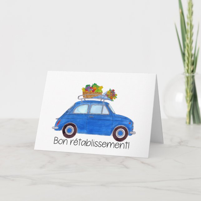Fransk Skaffa bra blå återställ-fiat 500 Kort (Framsida)