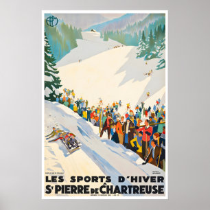 Fransk skidaffisch Saint Pierre de Chartreuse tryc Poster