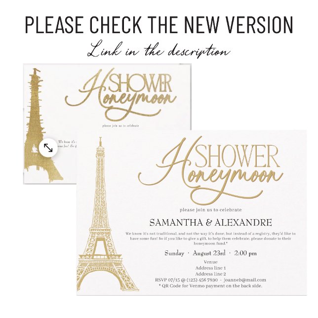 Fransk smekmånad i Paris Eiffeltorn Bröllopsdusch  Inbjudningar (https://www.zazzle.com/paris_french_honeymoon_fund_couples_wedding_shower_invitation-256146756916093)