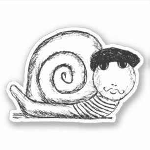 Fransk Snigel Escargot Sketch Klistermärken