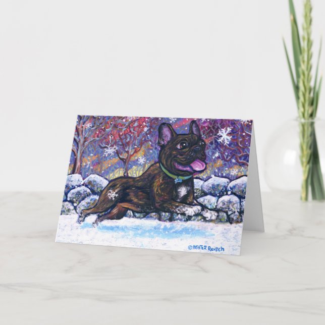 Fransk Snö Hund Helgkort (Framsida)