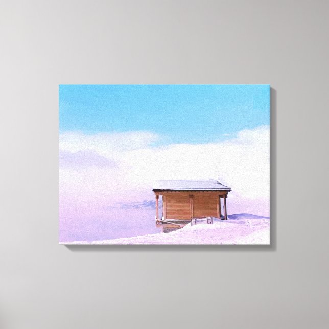 Fransk Snö Mountain Hut Canvastryck (Framsida)