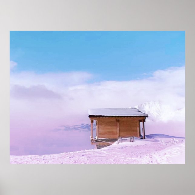 Fransk Snö Mountain Hut Poster (Framsidan)