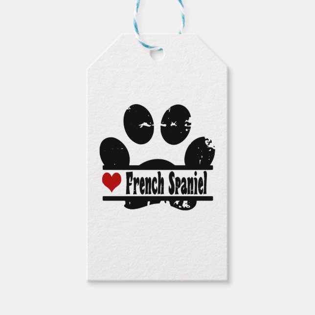 Fransk Spanska Hund Paw Skriv ut Presentetikett (Framsidan)