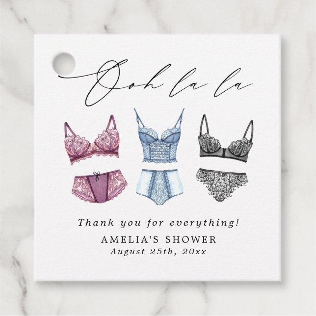 Fransk spets lingeri bröllopsfest gåvor etiketter (Framsida)