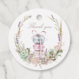 Fransk Stack av makaroner i krans tack Gåvor Etiketter