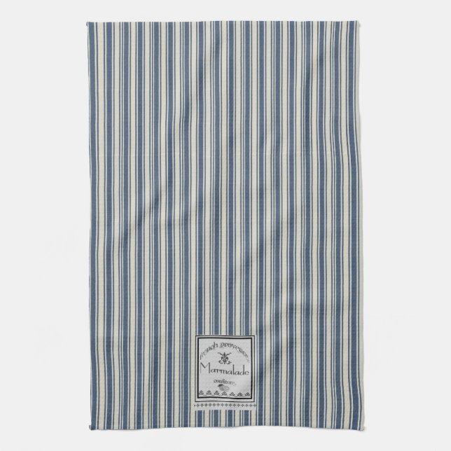 Fransk Stil Blue Cream Rand Marmalade-etikett Kökshandduk (Vertikal)