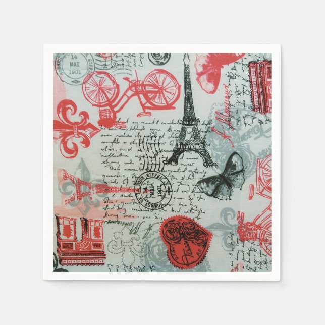 ’Fransk Stil’ Standard Cocktail Napkin Pappersservett (Framsidan)