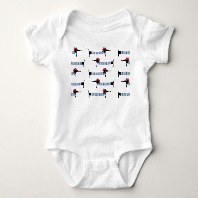 Fransk stilhund, tecknad mönster. t shirt (Framsida)