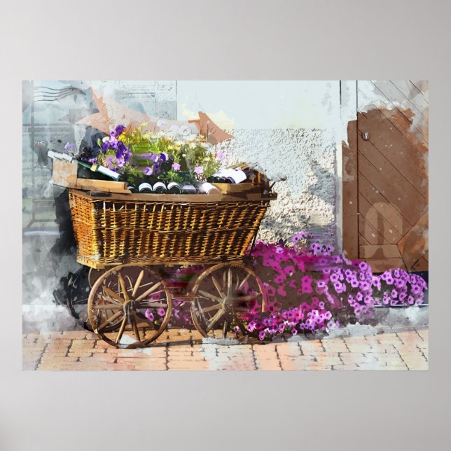 Fransk Street Cart i Alsace Poster (Framsidan)