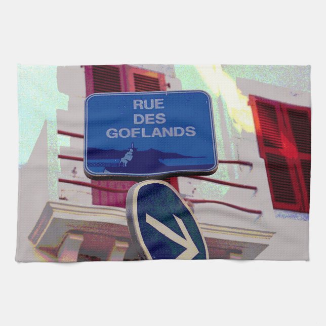 Fransk Street Signs Kökshandduk (Horisontell)
