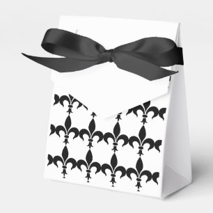 Fransk svart och vit Fleur de Lis festfavoritlåda Presentaskar