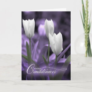 Fransk Sympathy Condoléances Lila White Tulips Kort