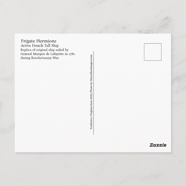 Fransk Tallship Hermione Vykort (Baksida)
