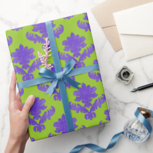 Fransk tapet i lila och grönt presentpapper