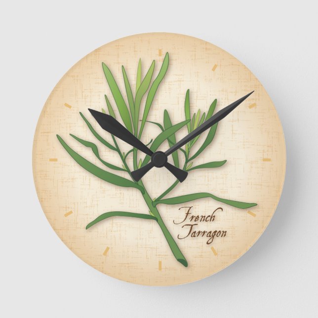 Fransk Tarragon Herb Clock Rund Klocka (Framsida)