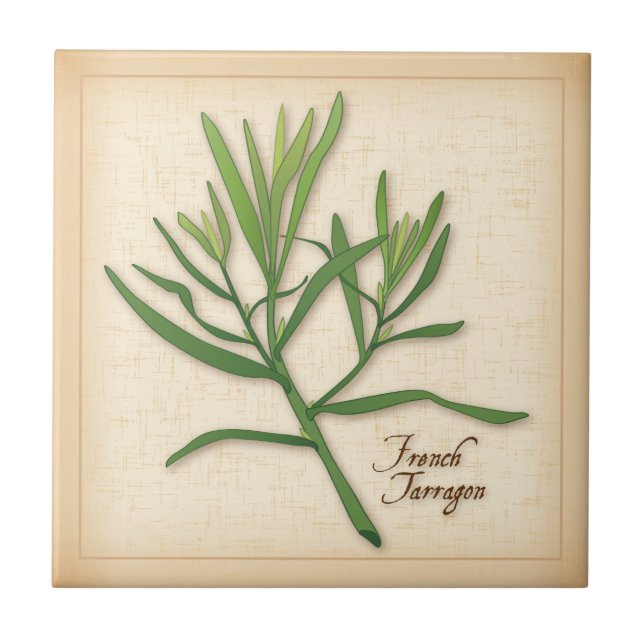 Fransk Tarragon Herb Kakelplatta (Framsidan)