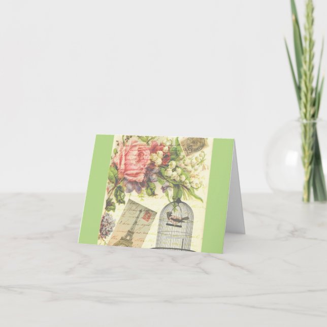 Fransk temavintage Paris noterar kortet Kort (Framsida)