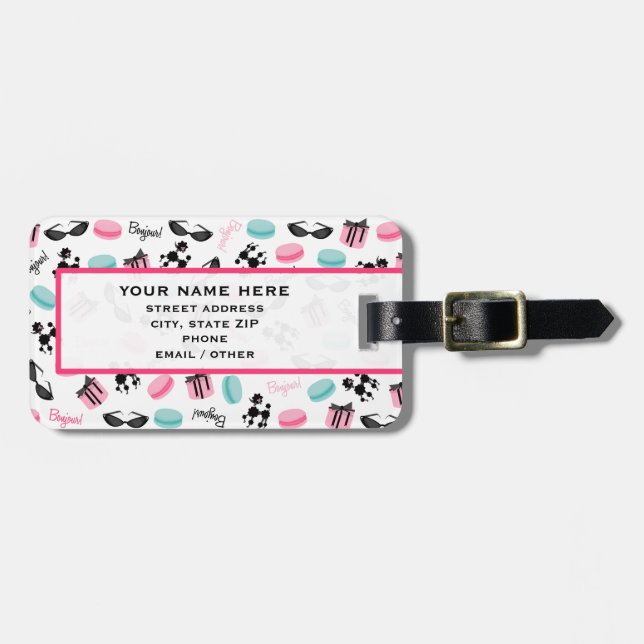 Fransk Themed bagagemärkre Bagagebricka (Horisontell Framsida)