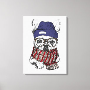 Fransk tjurhund för Hipster Canvastryck