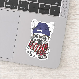 Fransk tjurhund för Hipster Klistermärken