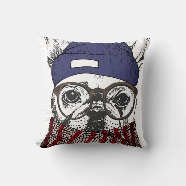 Fransk tjurhund för Hipster Kudde (Framsida)