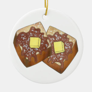 Fransk Toast Butter and Syrup Middag Breakfast Foo Julgransprydnad Keramik