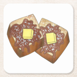 Fransk Toast Butter and Syrup Middag Breakfast Foo Underlägg Papper Kvadrat