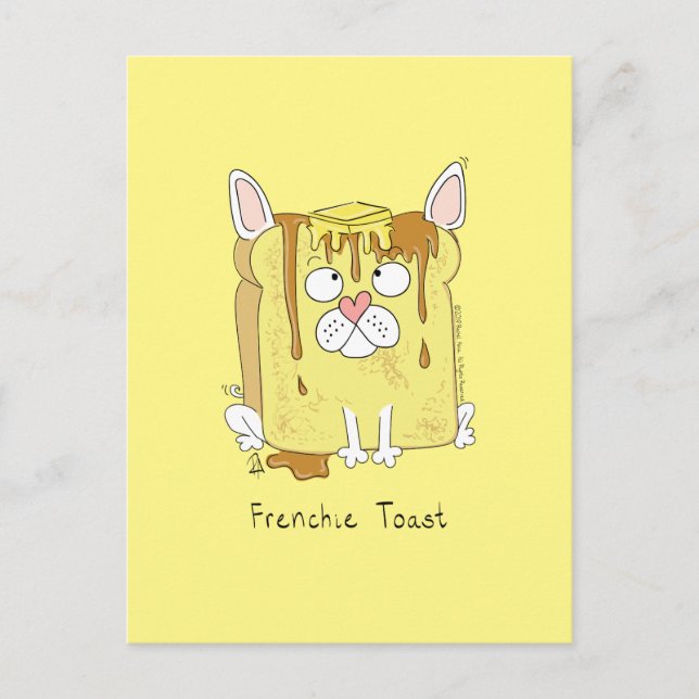 Fransk Toast Fransk Bulldog Hund Postkort Vykort (Framsida)