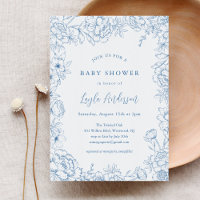 FRANSK TOILE Baby Shower-inbjudan