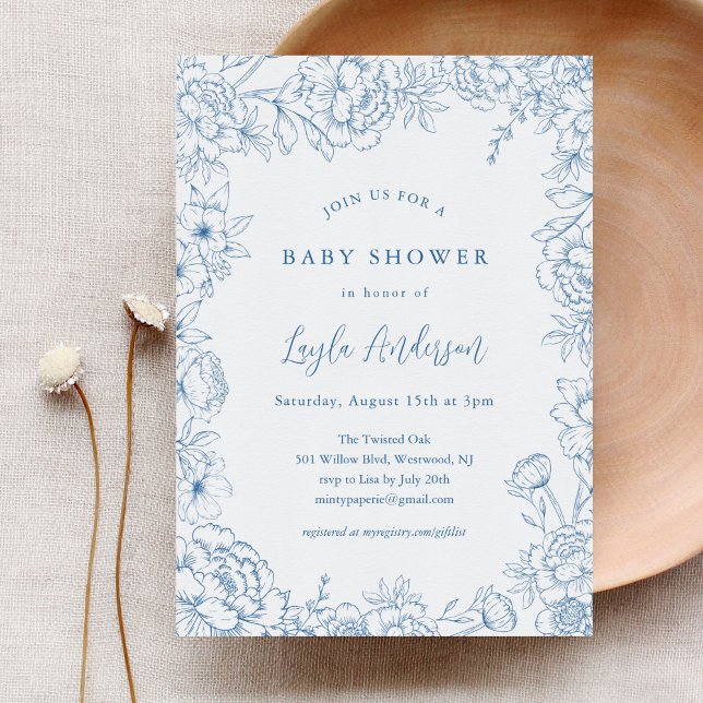FRANSK TOILE Baby Shower-inbjudan Inbjudningar (Skapare uppladdad)