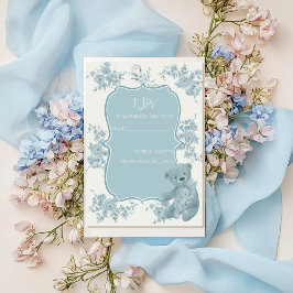 Fransk Toile Bear and Bunny Baby Shower OSA Kort