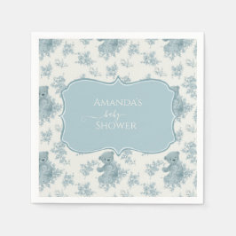 Fransk Toile Bear and Bunny Baby Shower Pappersservett