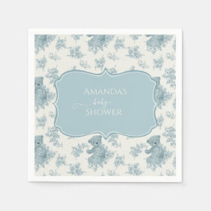Fransk Toile Bear and Bunny Baby Shower Pappersservett