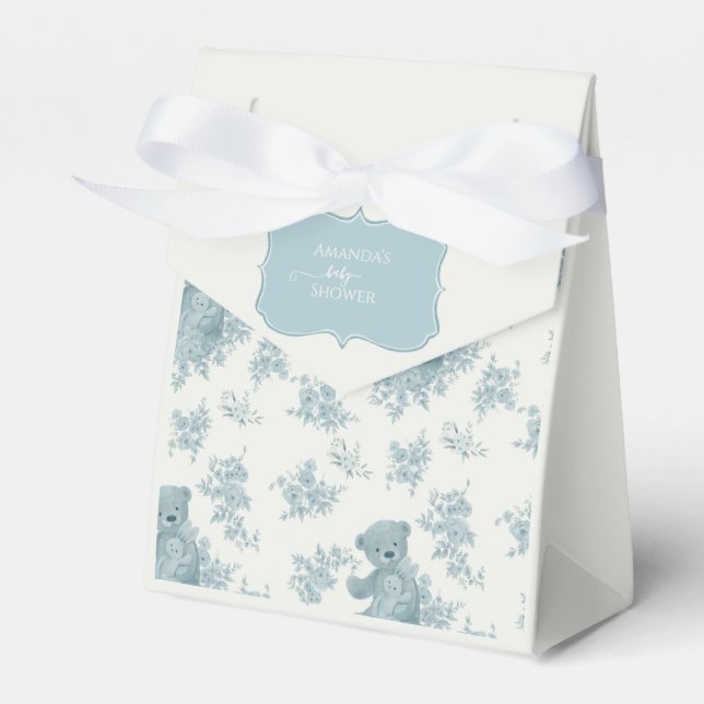 Fransk Toile Bear and Bunny Baby Shower Presentaskar (Framsidan Sidan)