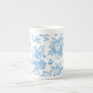 Fransk Toile Blommig Björn Bebis Badrum Benporslin Mugg